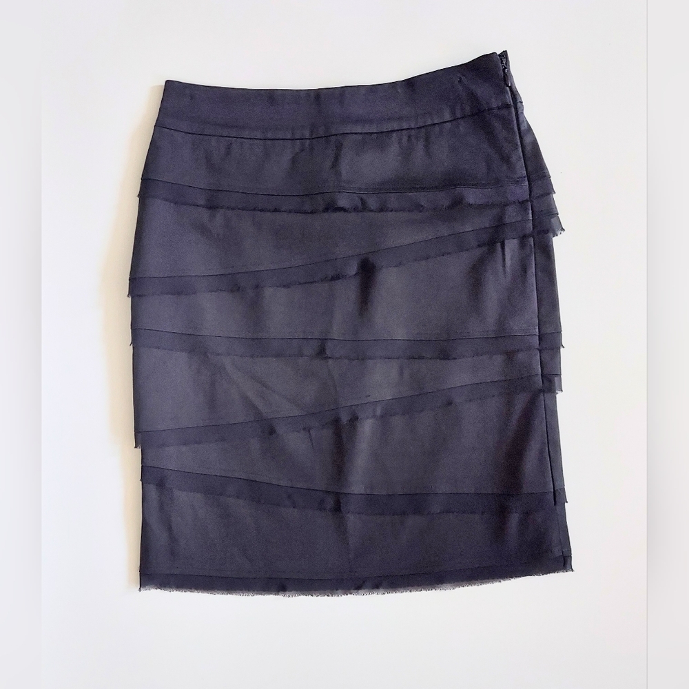 White House Black Market Layered Pencil Skirt Black Size 00